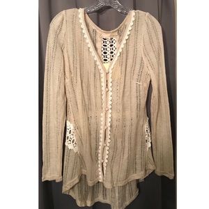 🎉HP!🎉 NWT A’Reve Beige Back Embroidered Cardigan